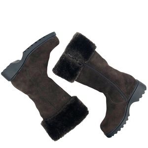 Colin Stuart Boots Brown Suede Faux Fur Zip Size 6